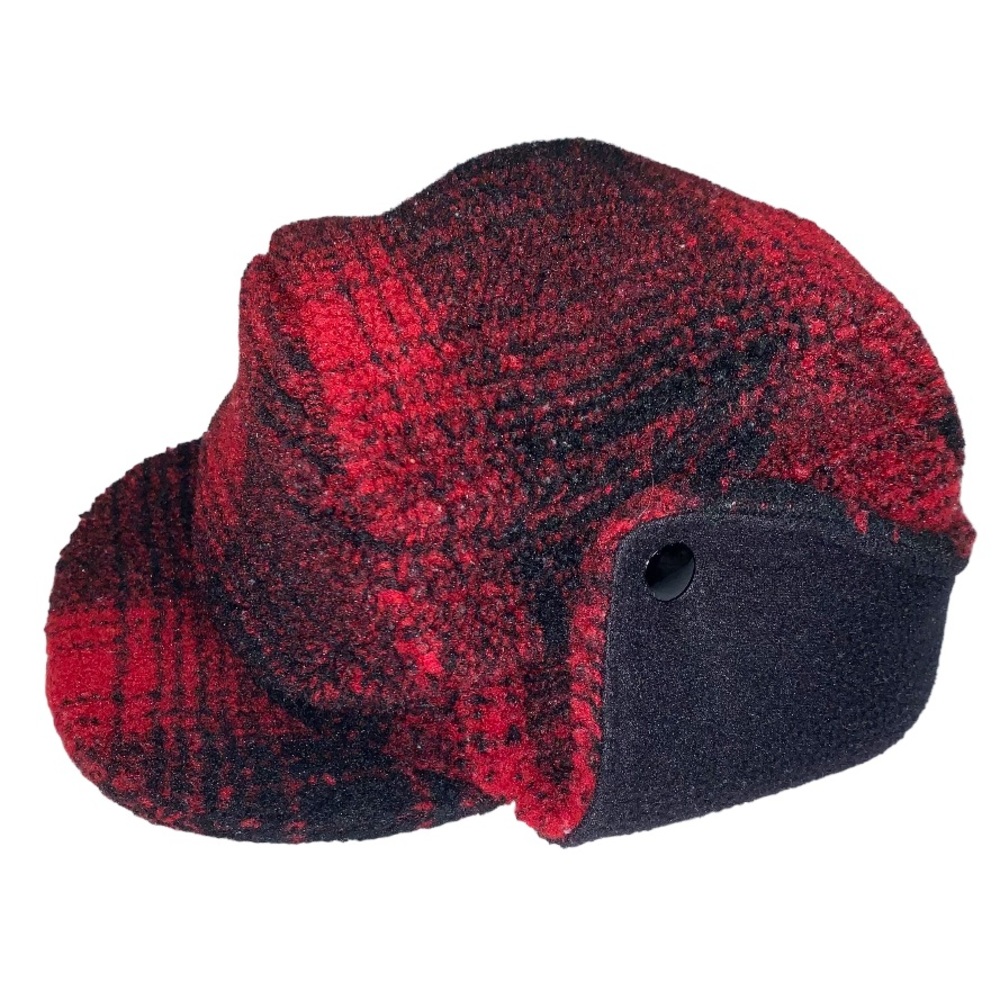 🆕 GAP Lumberjack Red Plaid Trapper Tartan Faux Fur Lined Fleece Hipster Hat Sm